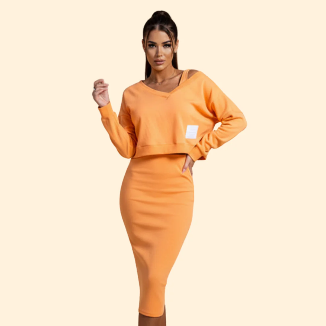 Women's Two-Piece Dress Set with Loose Top and Bodycon Skirt - Image 8