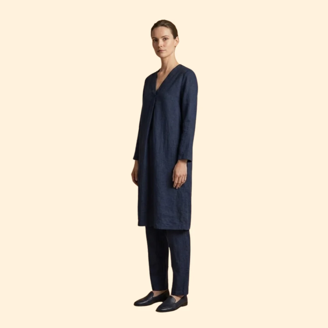 Women’s Two-Piece Set with V-Neck Tunic - Image 3