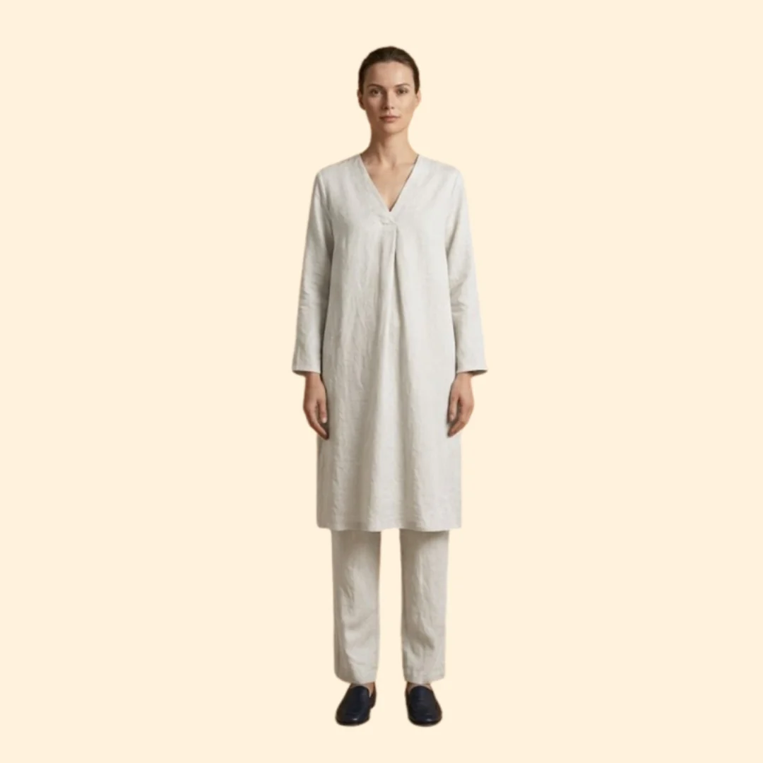 Women’s Two-Piece Set with V-Neck Tunic - Image 8