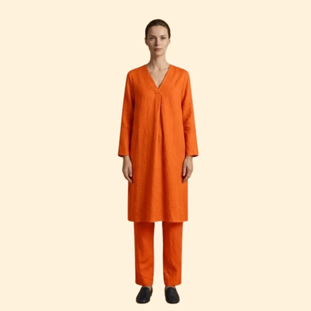 Women’s Two-Piece Set with V-Neck Tunic - Image 9