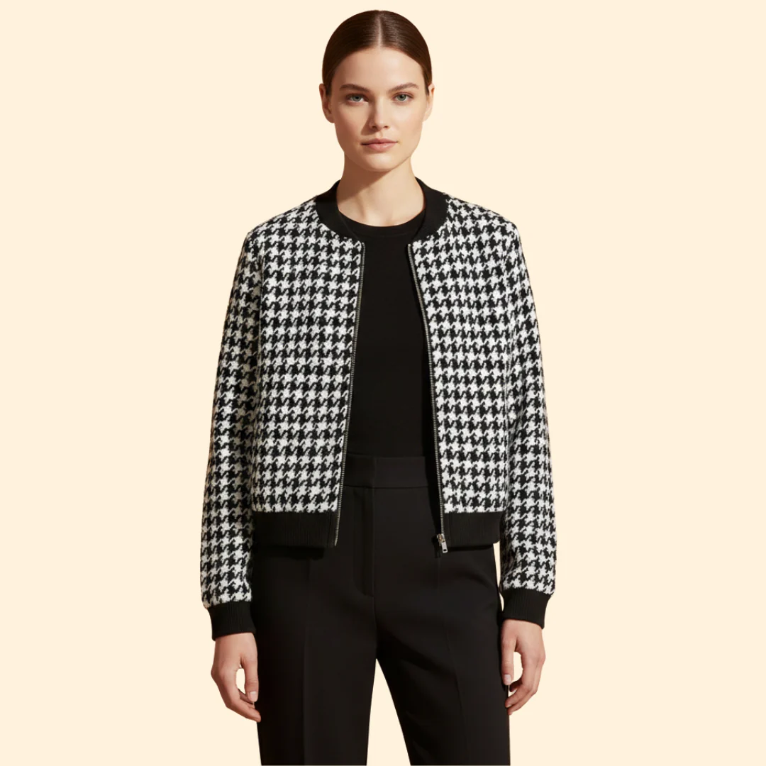 Women’s Urban Plaid Bomber Jacket with Front Pockets - Image 2
