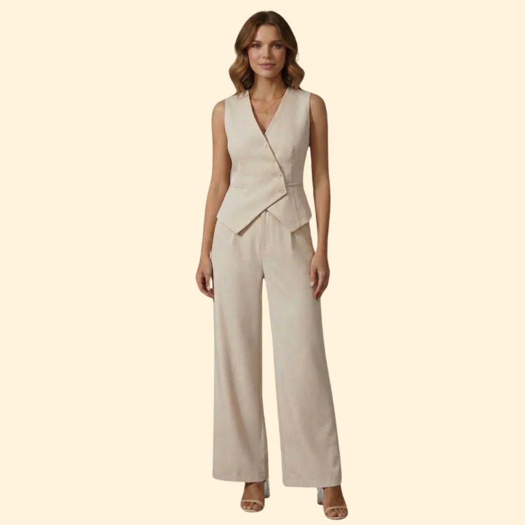 Women’s V-Neck Blouse and Wide-Leg Pants Set - Image 6