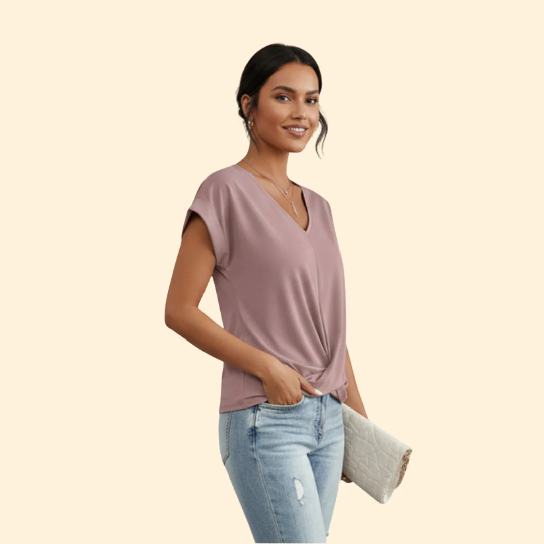 Women’s V-Neck Blouse with Relaxed Fit - Image 3