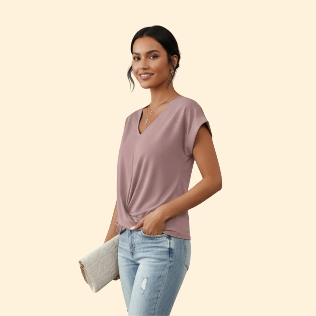Women’s V-Neck Blouse with Relaxed Fit - Image 4