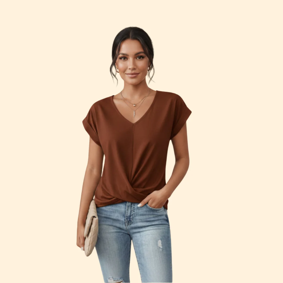 Women’s V-Neck Blouse with Relaxed Fit - Image 7
