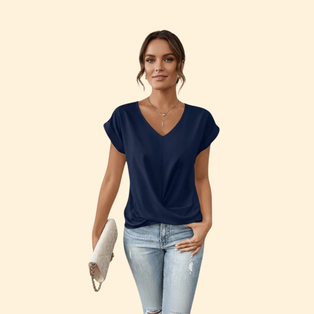 Women’s V-Neck Blouse with Relaxed Fit - Image 8