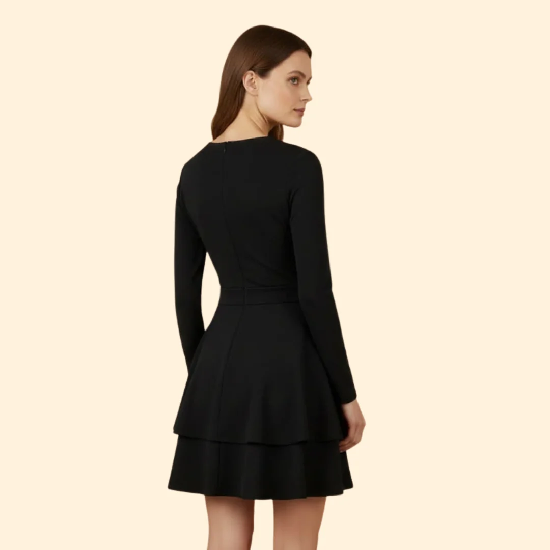 Women's V-Neck Dress with Flared Skirt - Image 4