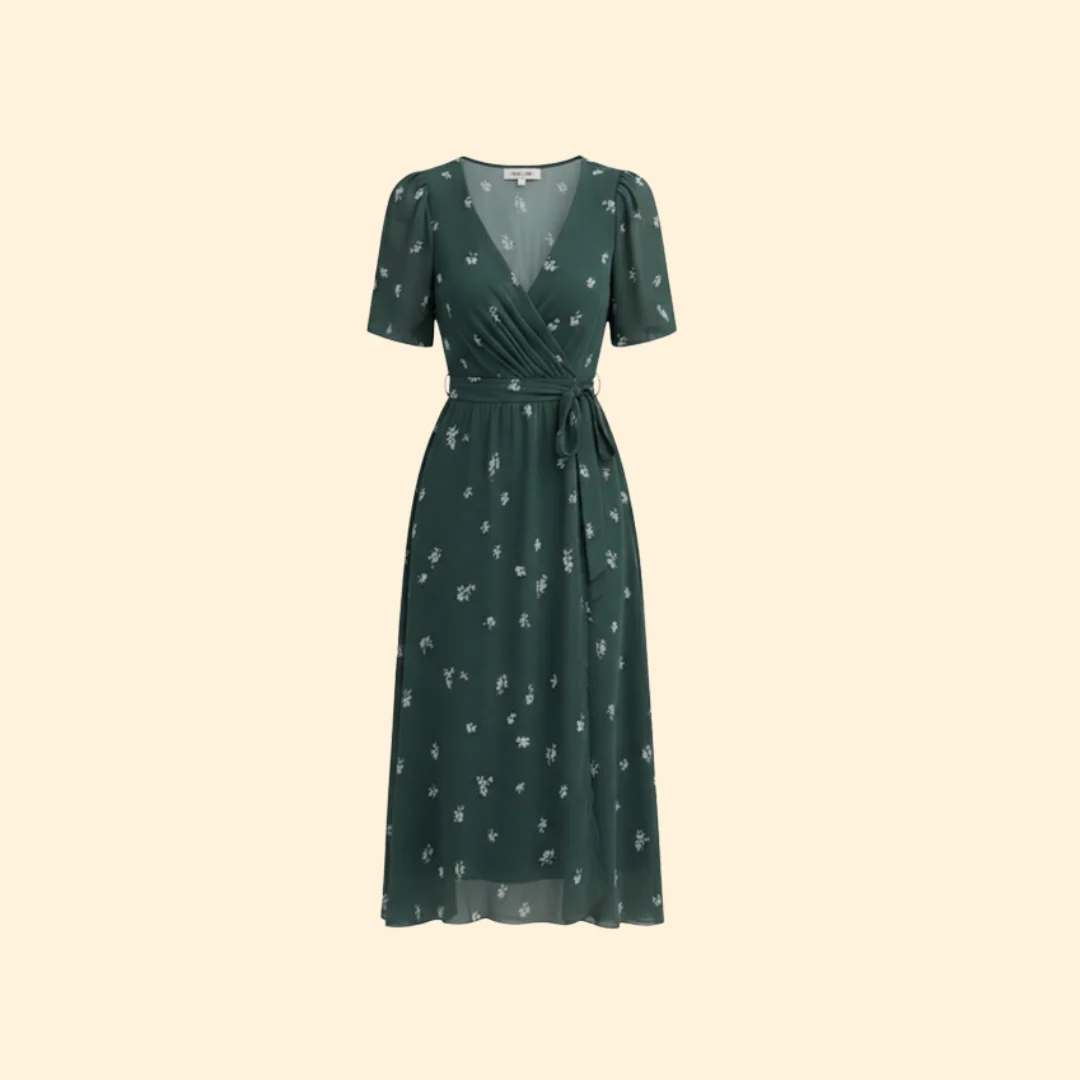 Women’s V-Neck Dress with Floral Design