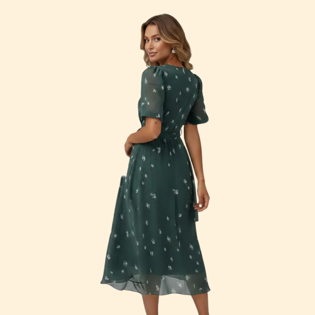 Women’s V-Neck Dress with Floral Design - Image 4