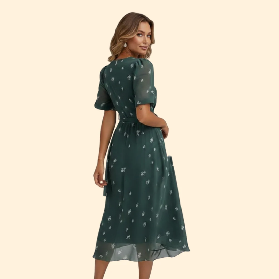 Women’s V-Neck Dress with Floral Design - Image 5