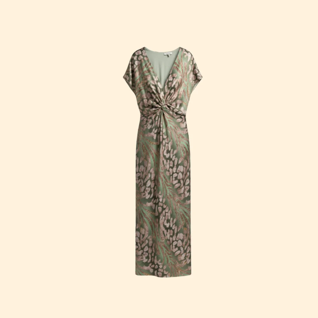Women’s V-Neck Dress with Knotted Front