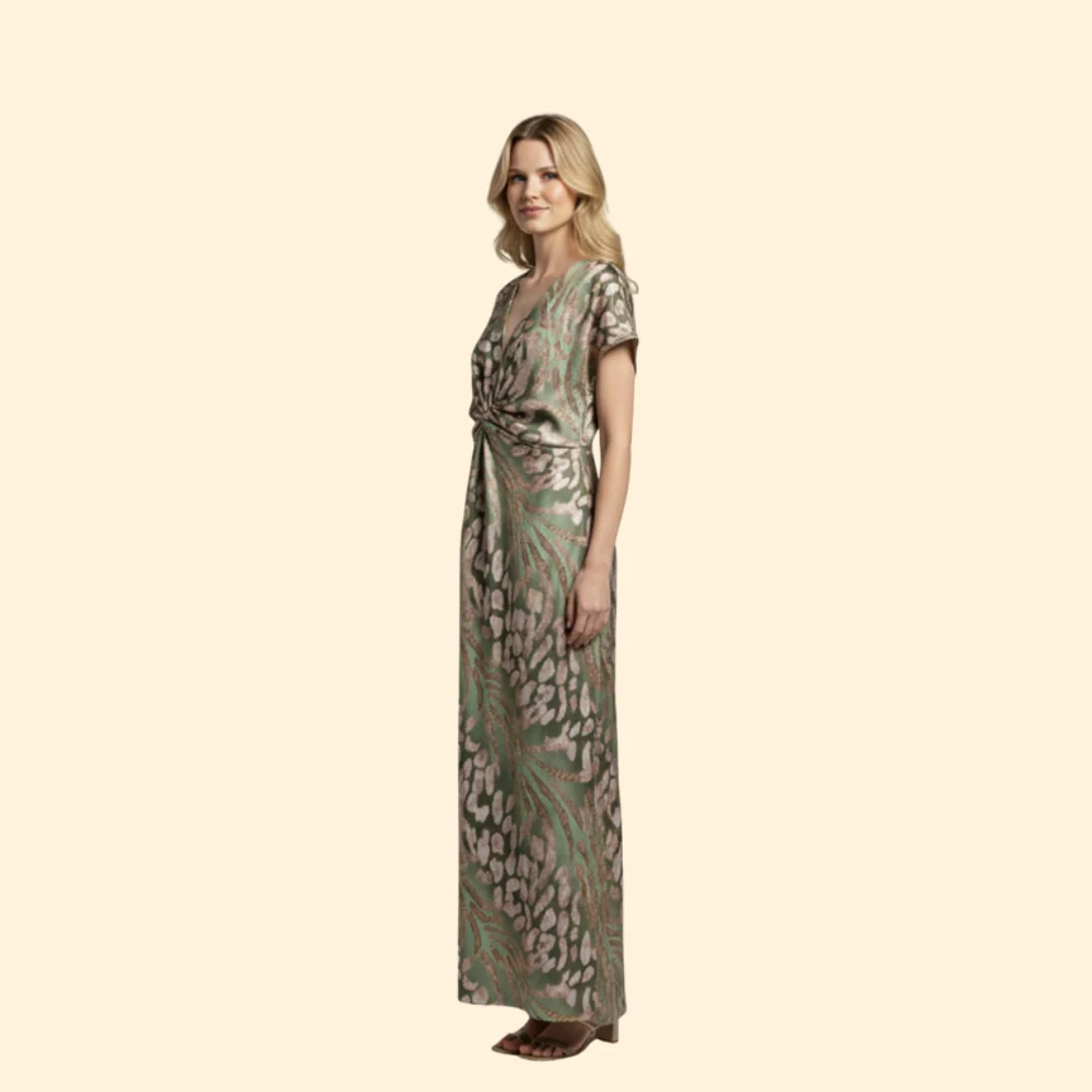 Women’s V-Neck Dress with Knotted Front - Image 3