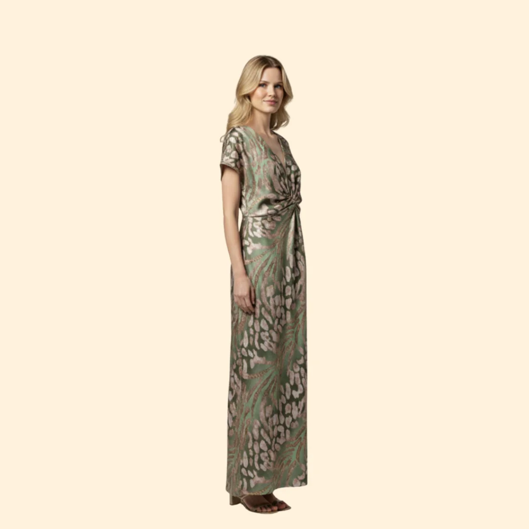 Women’s V-Neck Dress with Knotted Front - Image 4