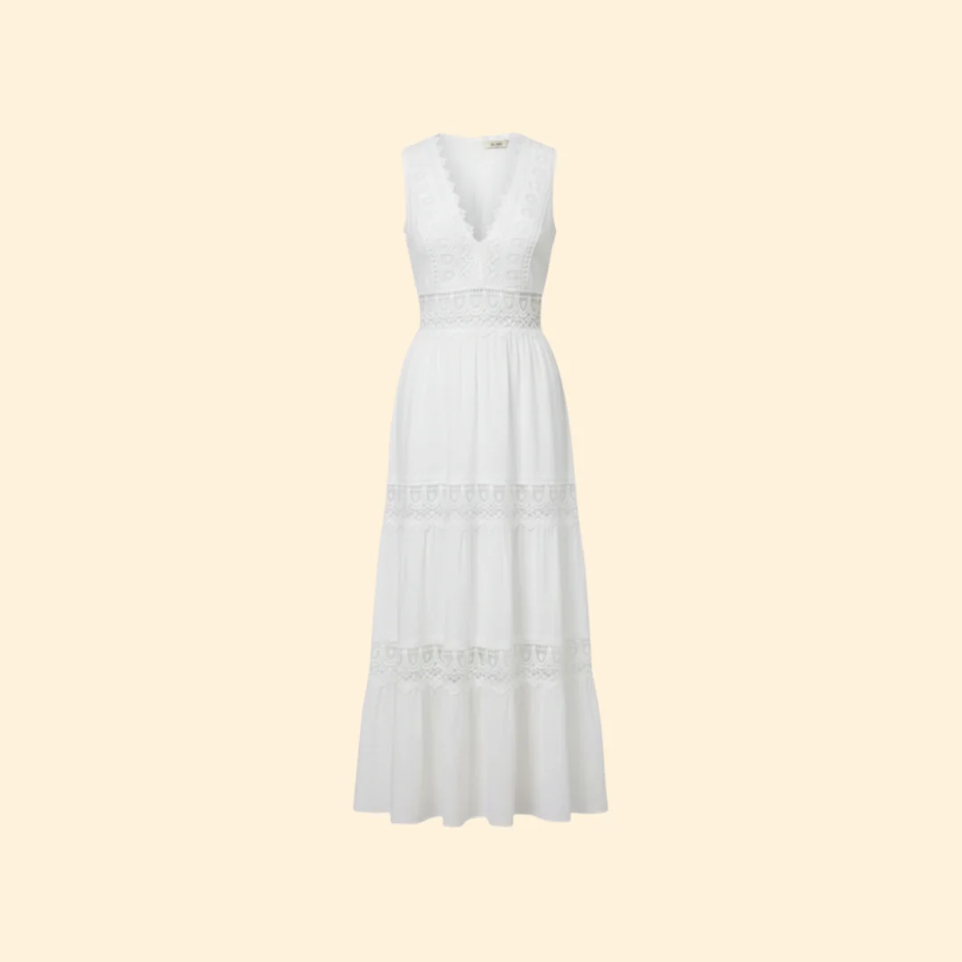 Women’s V-Neck Dress with Lace Details