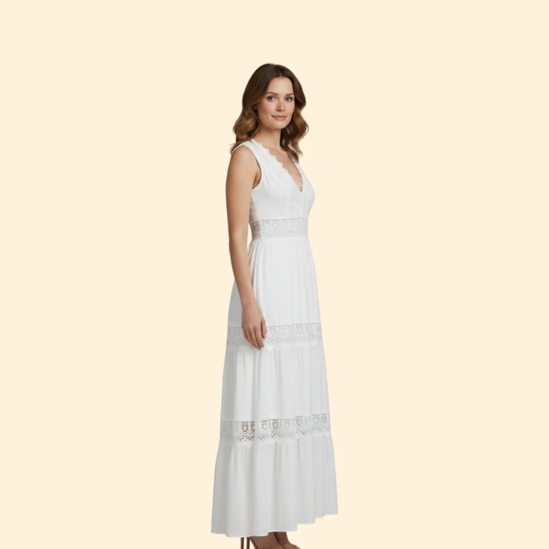 Women’s V-Neck Dress with Lace Details - Image 3