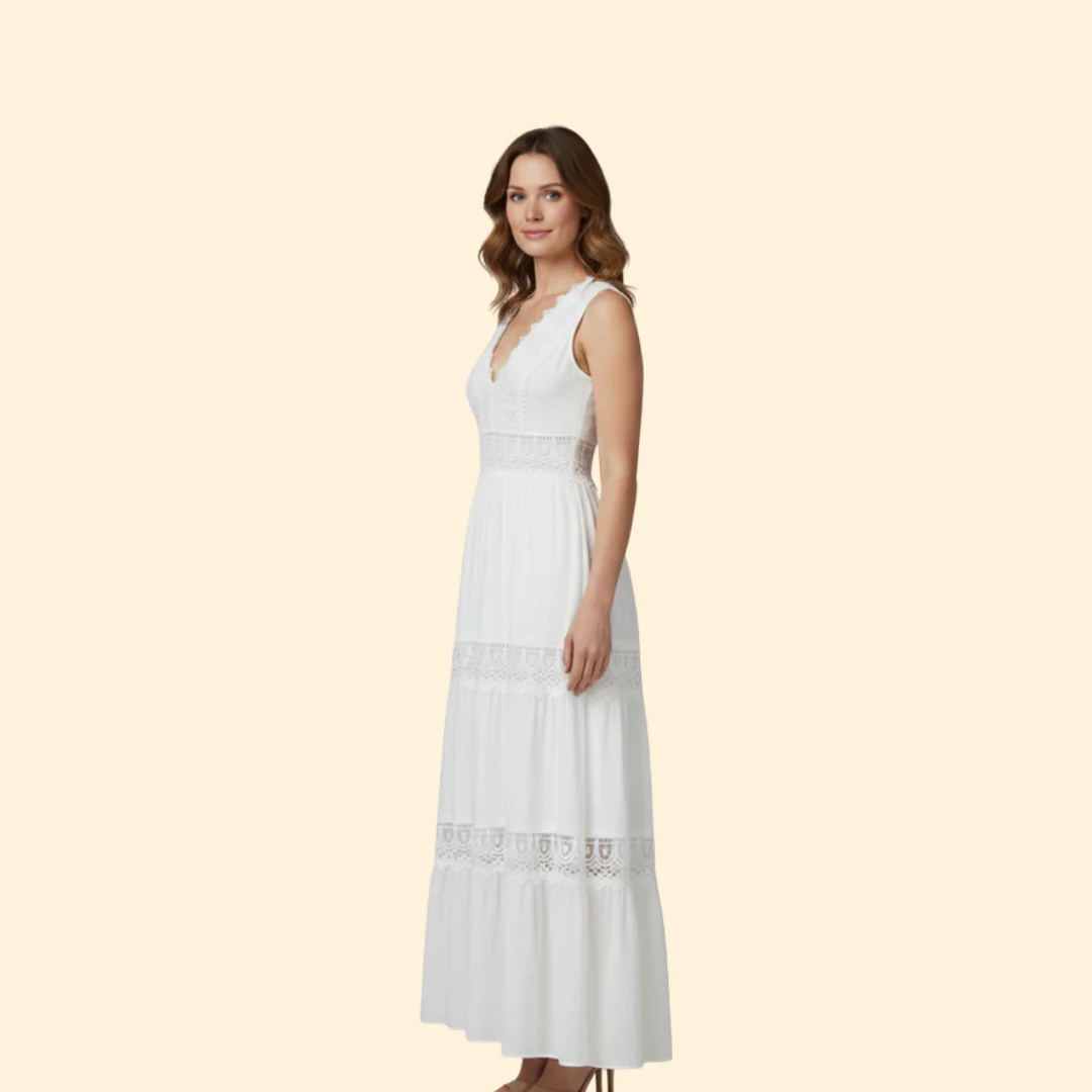 Women’s V-Neck Dress with Lace Details - Image 4