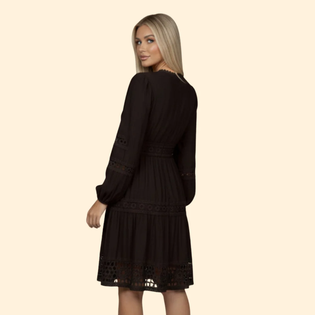 Women’s V-Neck Dress with Lace Trim - Image 5