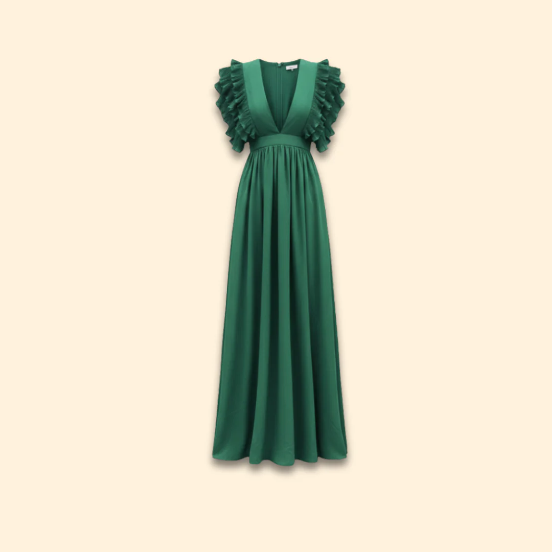 Women's V-Neck Dress with Ruffled Details