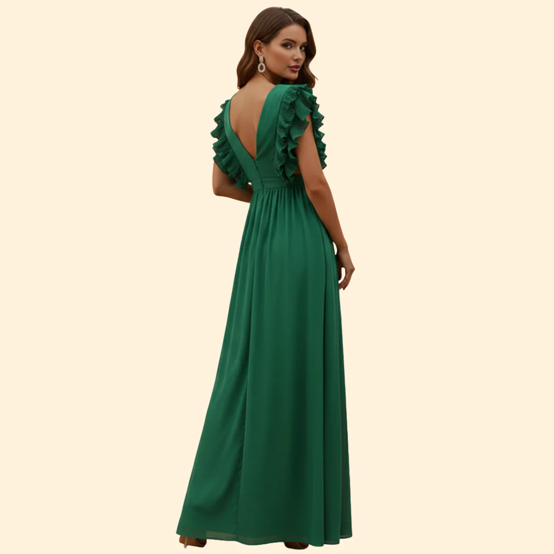 Women's V-Neck Dress with Ruffled Details - Image 5