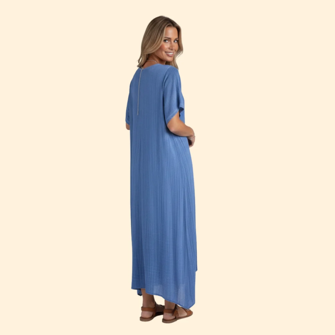 Women’s V-Neck Dress with Short Sleeves - Image 4