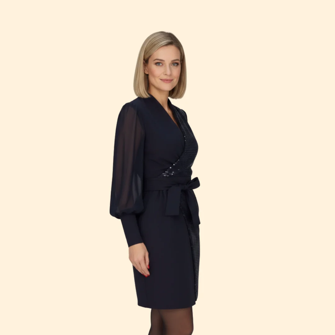 Women’s V-Neck Dress with Sparkling Accent - Image 3
