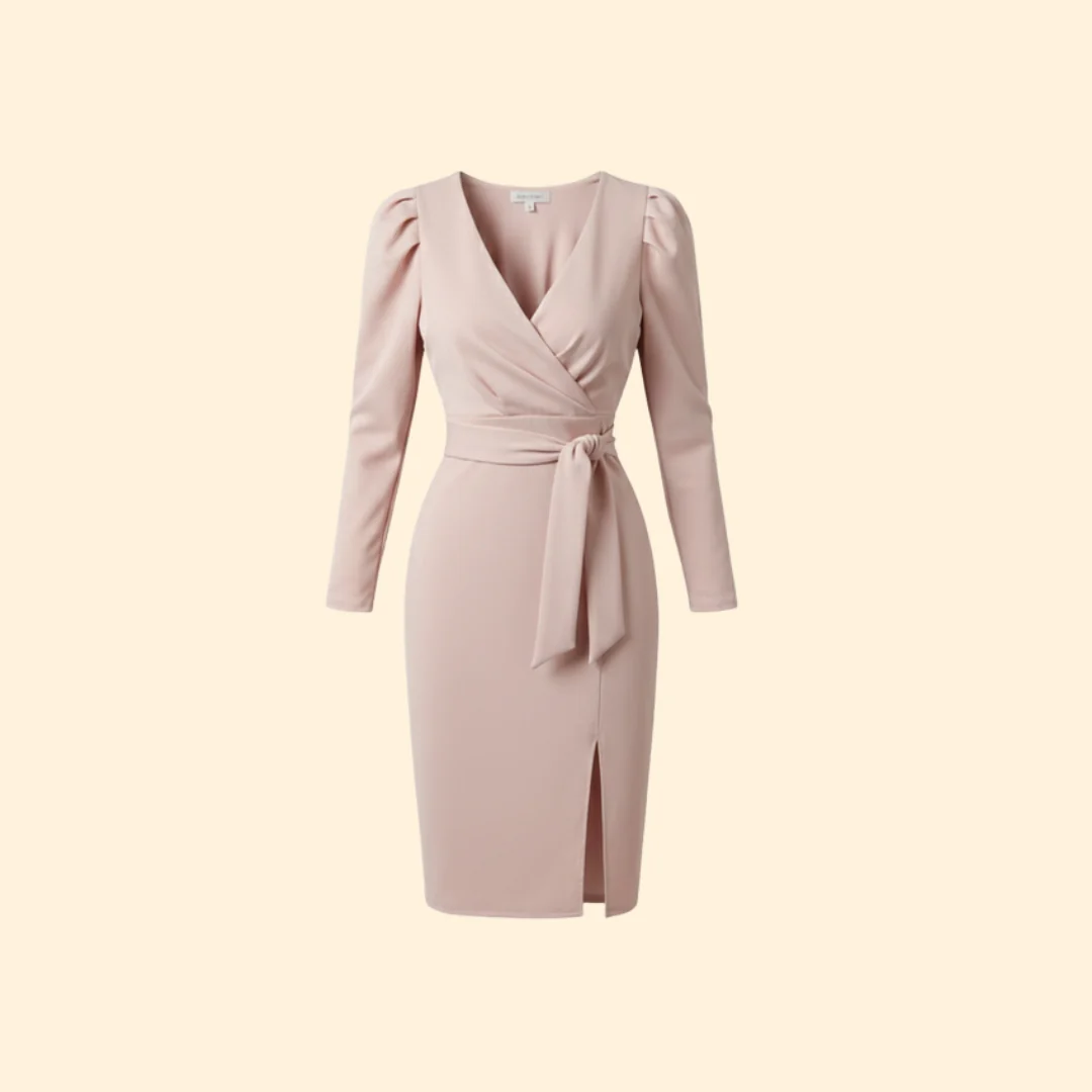 Women’s V-Neck Dress with Tie Detail