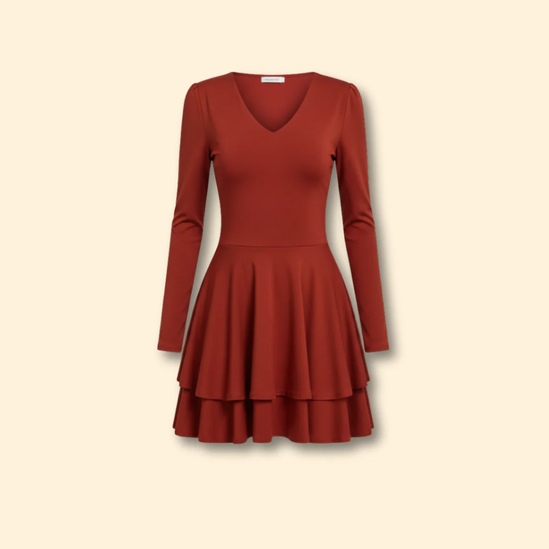 Women's V-neck Dress with Tiered Skirt