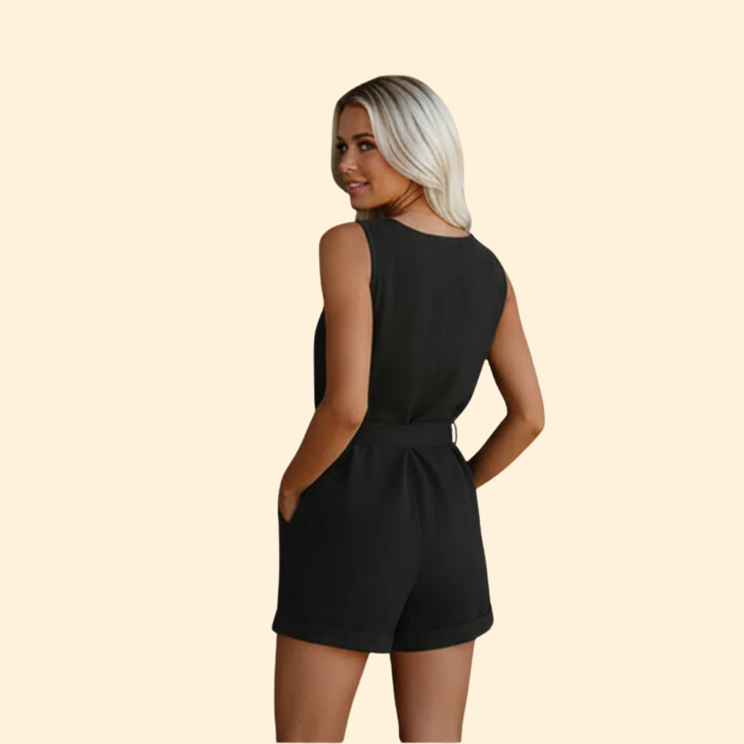 Women’s V-Neck Jumpsuit Tie Waist - Image 4