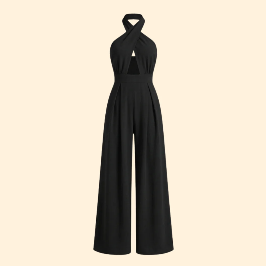 Women’s V Neck Jumpsuit Wide Leg Fit