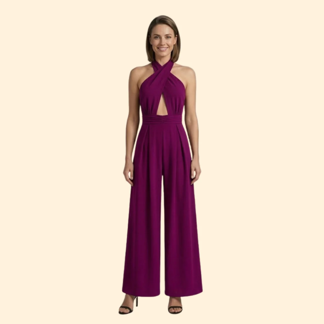 Women’s V Neck Jumpsuit Wide Leg Fit - Image 6