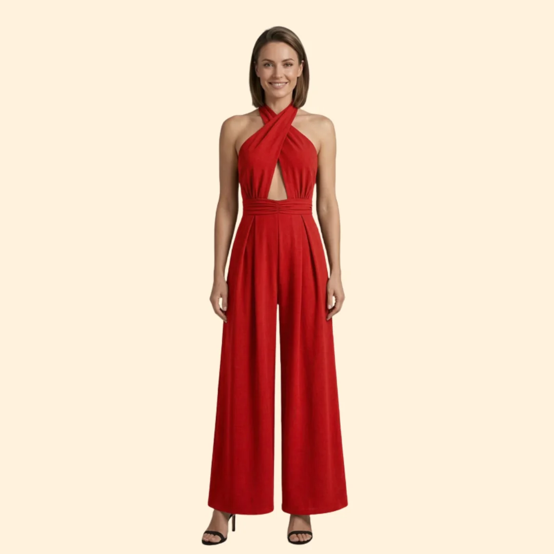 Women’s V Neck Jumpsuit Wide Leg Fit - Image 7