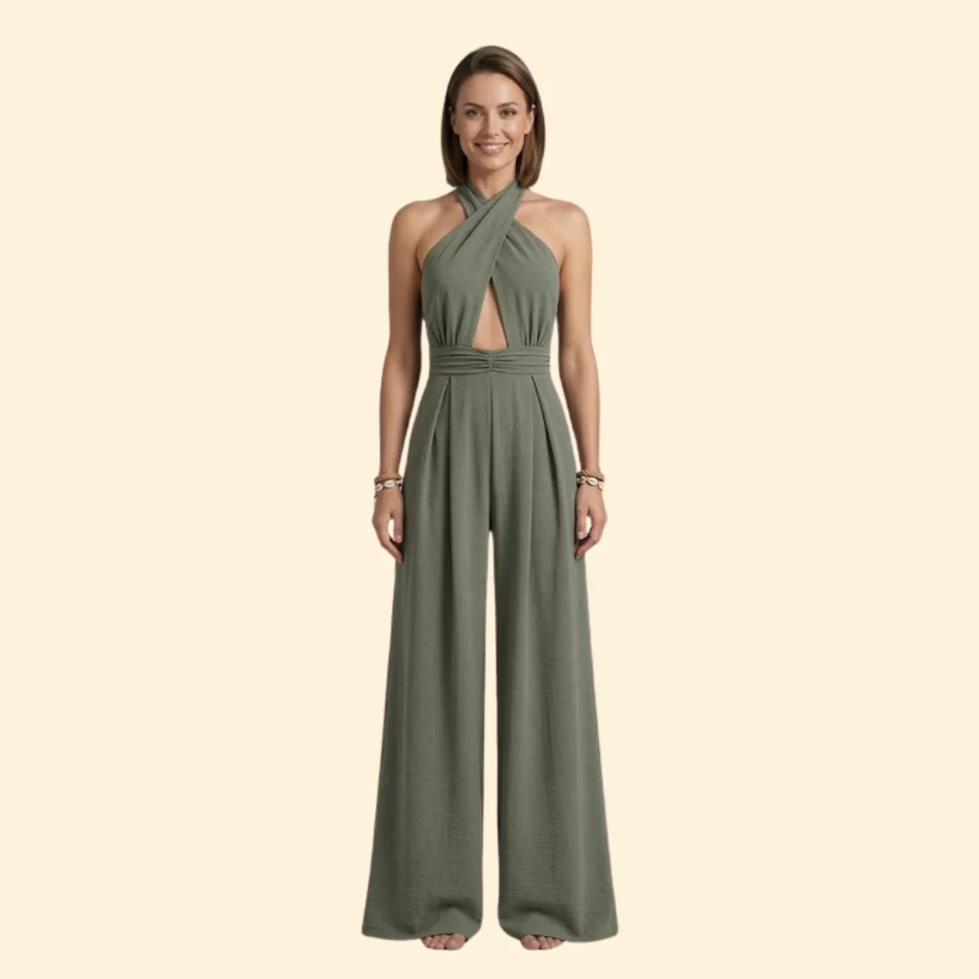 Women’s V Neck Jumpsuit Wide Leg Fit - Image 8