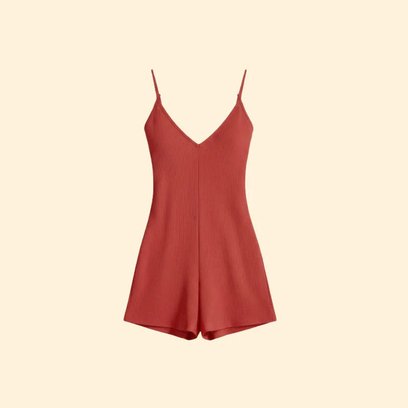 Women’s V-Neck Jumpsuit with Adjustable Straps