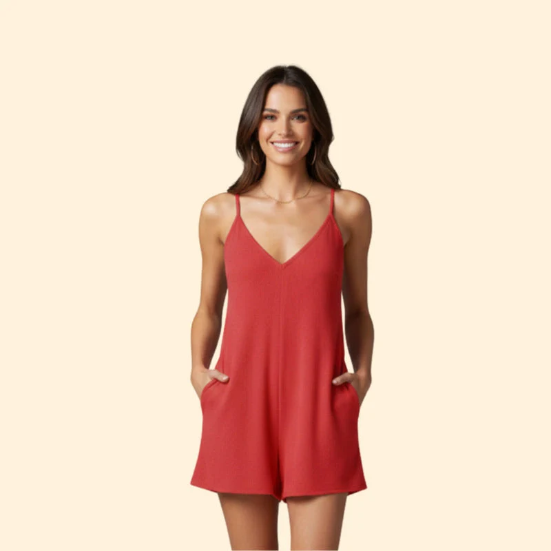 Women’s V-Neck Jumpsuit with Adjustable Straps - Image 2