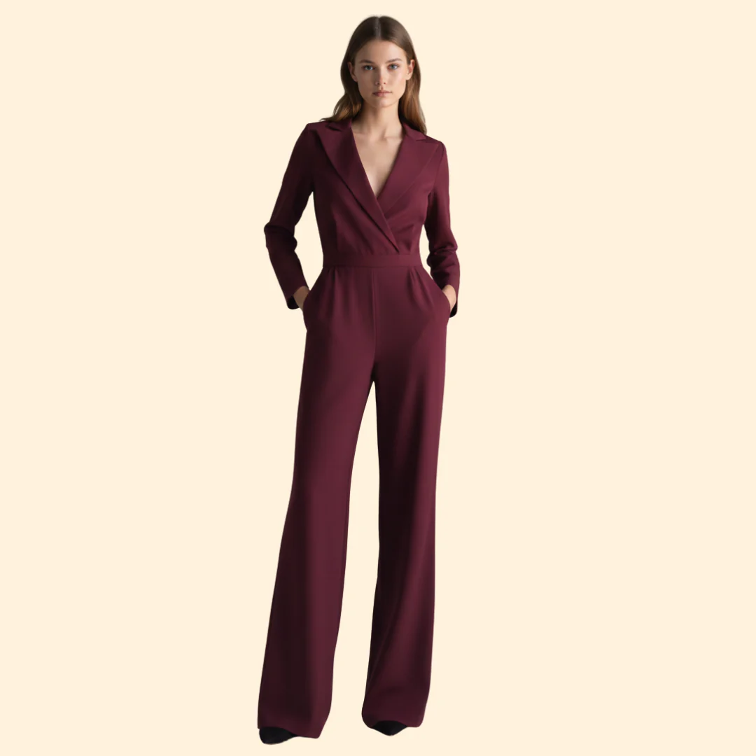 Women’s V-Neck Jumpsuit with Long Sleeves - Image 6