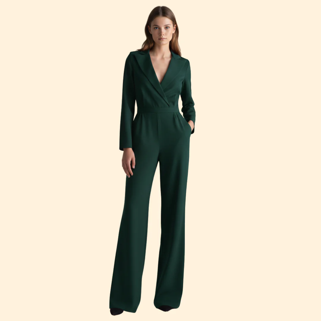 Women’s V-Neck Jumpsuit with Long Sleeves - Image 8