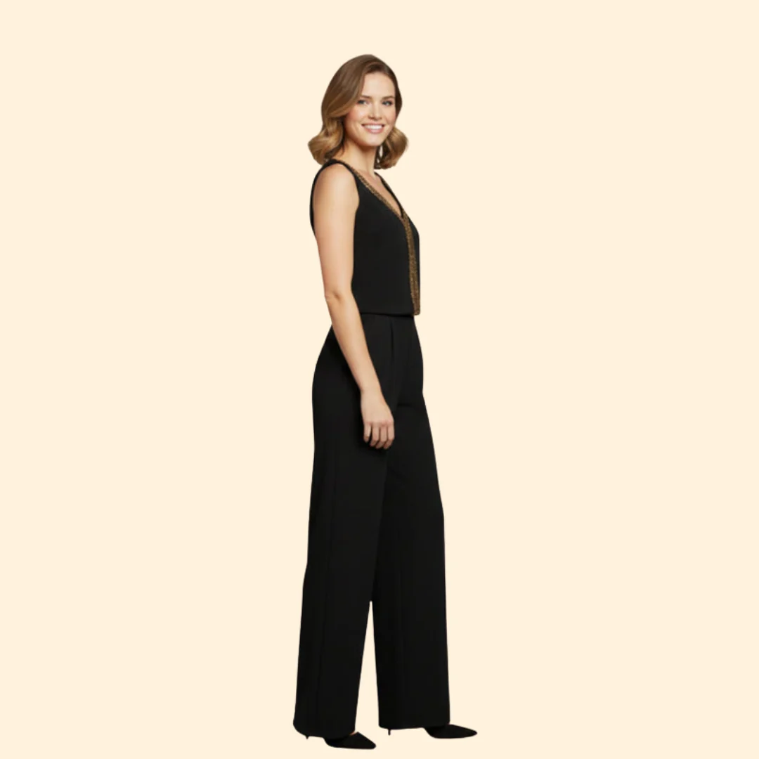 Women’s V-Neck Jumpsuit with Sequin Detail - Image 3
