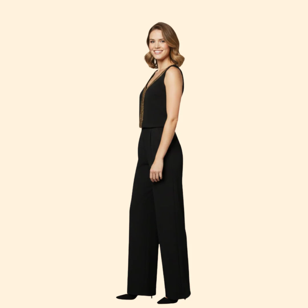 Women’s V-Neck Jumpsuit with Sequin Detail - Image 5