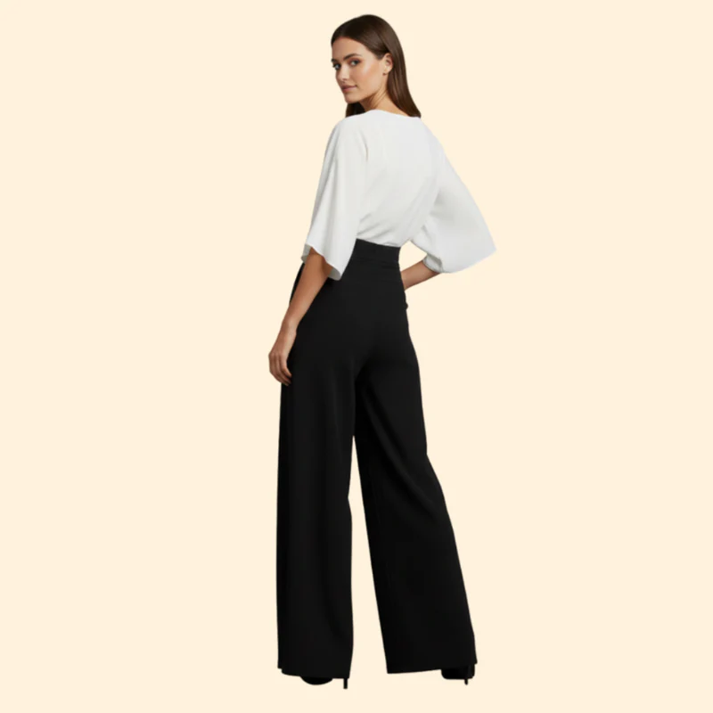 Women’s V-Neck Jumpsuit with Wide Leg Pants - Image 5