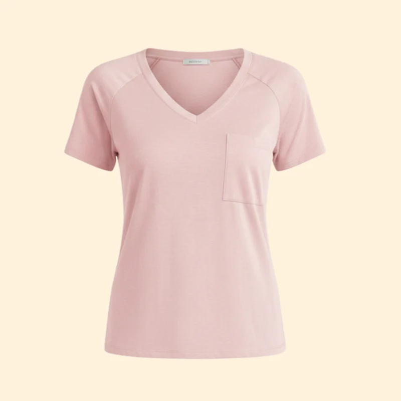 Women’s V-Neck T-Shirt with Front Pocket - Image 10