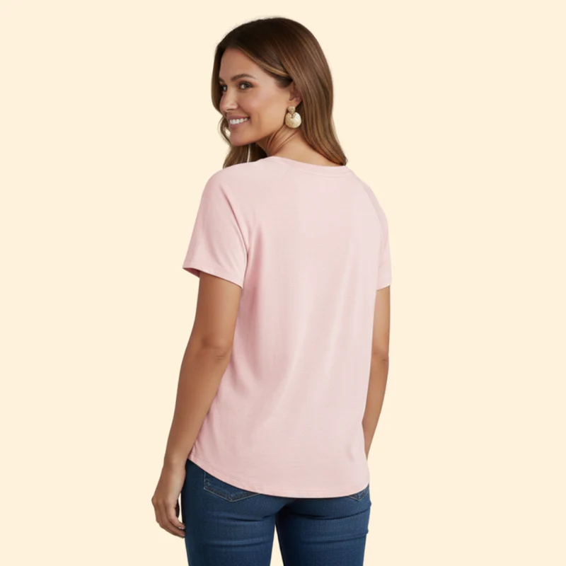 Women’s V-Neck T-Shirt with Front Pocket - Image 7