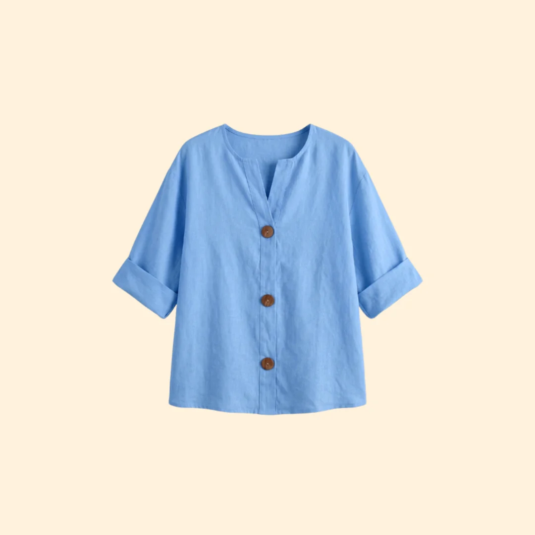 Women’s V-Neck Top with Rolled Sleeves