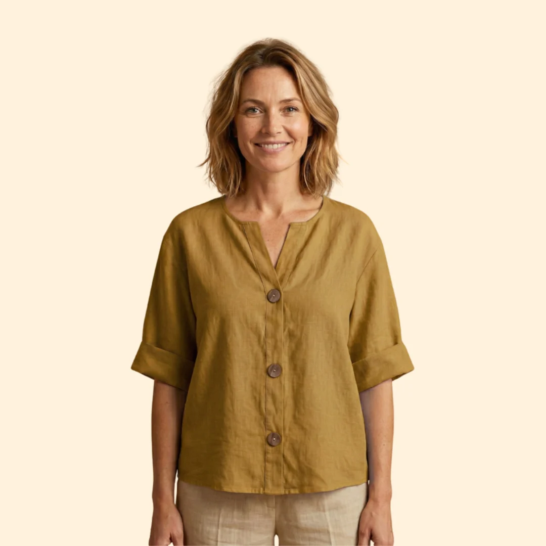 Women’s V-Neck Top with Rolled Sleeves - Image 11