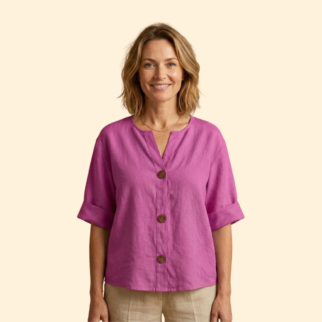 Women’s V-Neck Top with Rolled Sleeves - Image 13