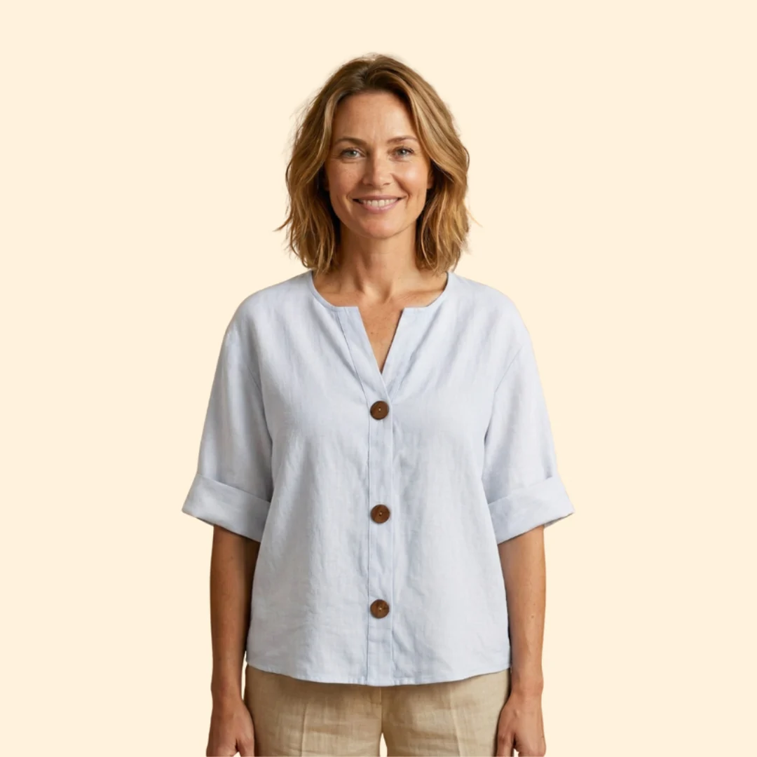 Women’s V-Neck Top with Rolled Sleeves - Image 14