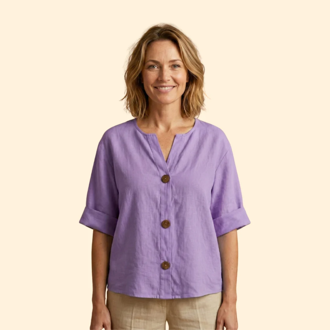 Women’s V-Neck Top with Rolled Sleeves - Image 15
