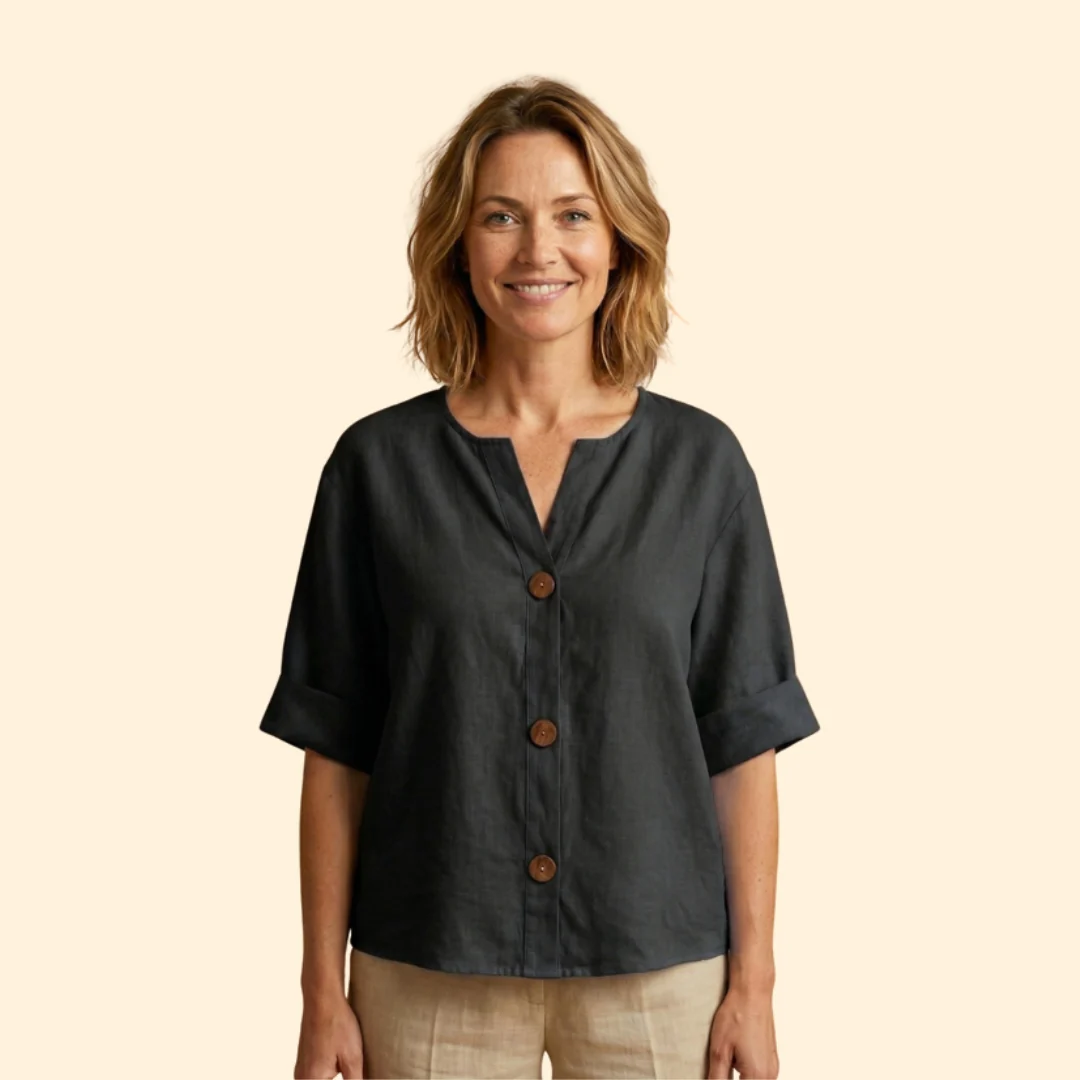 Women’s V-Neck Top with Rolled Sleeves - Image 16