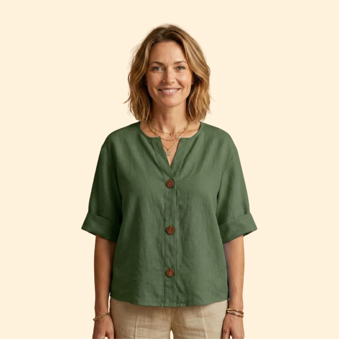 Women’s V-Neck Top with Rolled Sleeves - Image 17