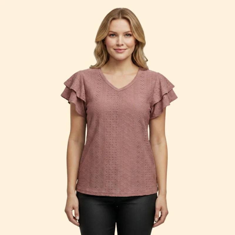 Women’s V-Neck Top with Ruffle Sleeves - Image 11