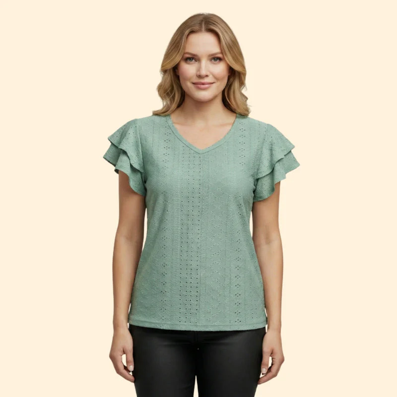 Women’s V-Neck Top with Ruffle Sleeves - Image 5